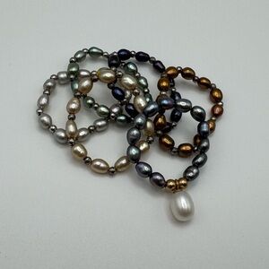 Honora Multi-Color Pearl Stretch Ring Set of 6